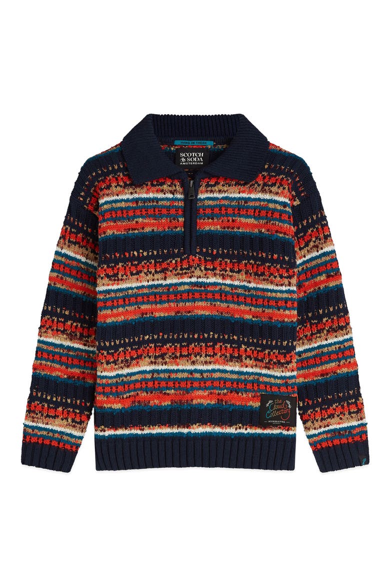 Kids' Striped Quarter Zip Sweater, Main, color, MULTI COLOR STRIPE