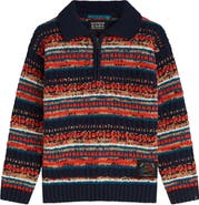 Scotch & Soda Kids' Striped Quarter Zip Sweater