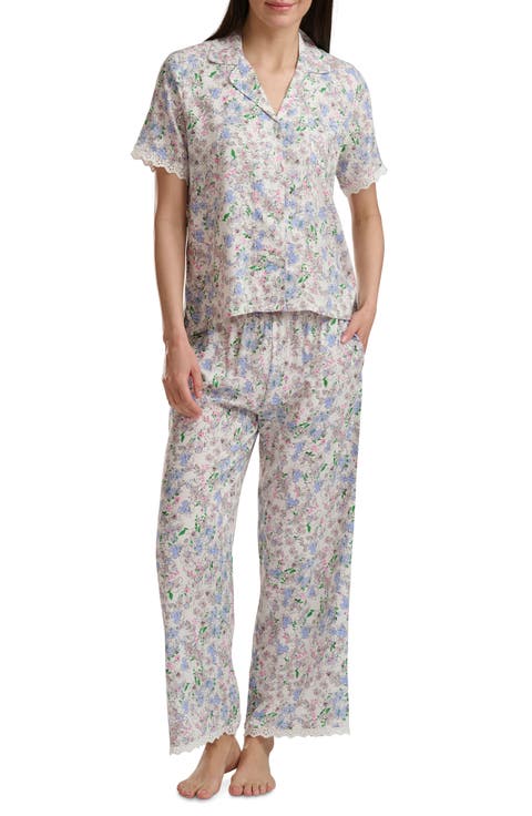 Notch Collar Crop Pajamas