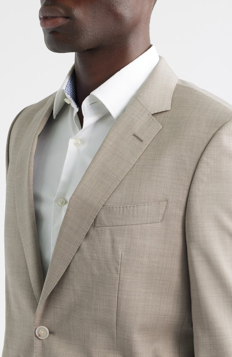 BOSS Huge Slim Fit Solid Wool Suit, Alternate, color, Light Beige