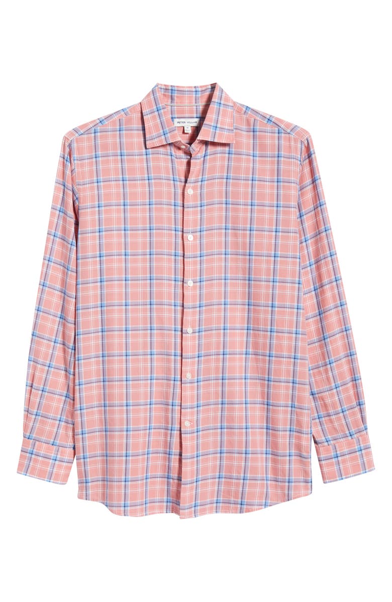 Peter Millar Triton Plaid Cotton & Lyocell Button-Up Shirt, Alternate, color, Venetian Pink