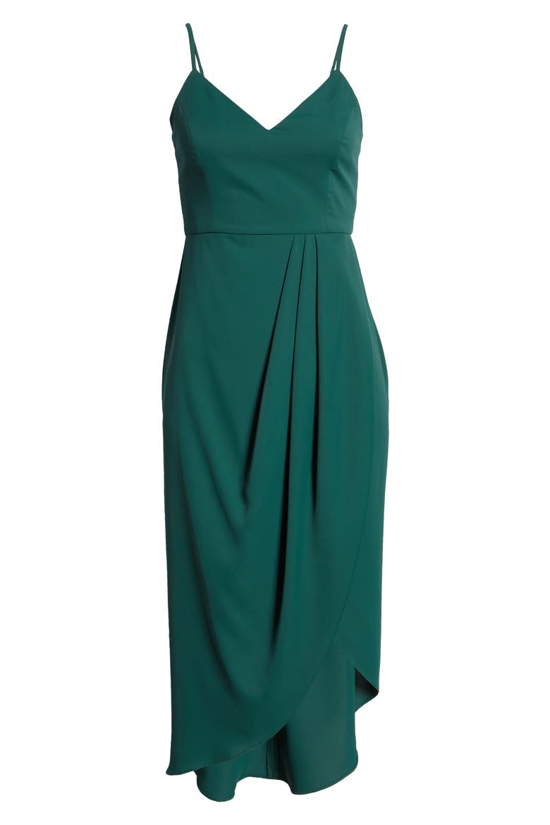 Reinette V-Neck Midi Dress, Alternate, color, DARK GREEN