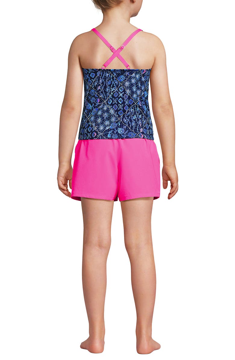 Lands
 End Girls Chlorine Resistant Tankini Top Woven Short Set, Alternate, color, Deep Sea Navy/Multi Floral Mix