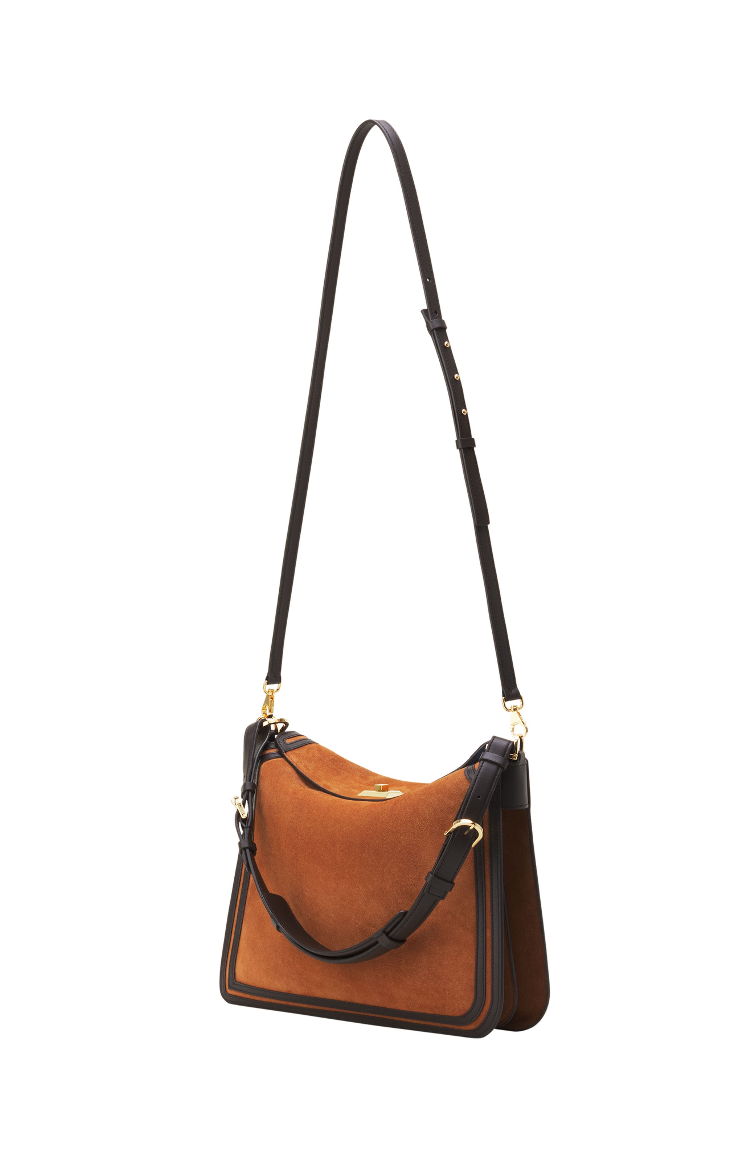 Compagnon Asymmetrical Bag In Suede, Alternate, color, Chestnuts