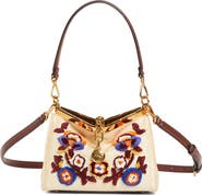 Etro Small Vela Floral Embroidered Raffia Shoulder Bag