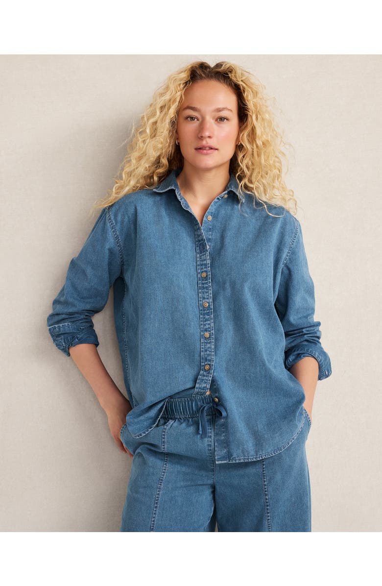 Haven Well Within The Daily Shirt in Organic Cotton Denim, Main, color, Indigo Wash