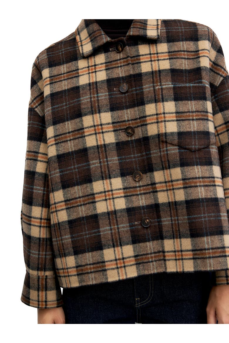 Oversized Cropped Long Sleeve Shacket, Alternate, color, Brown