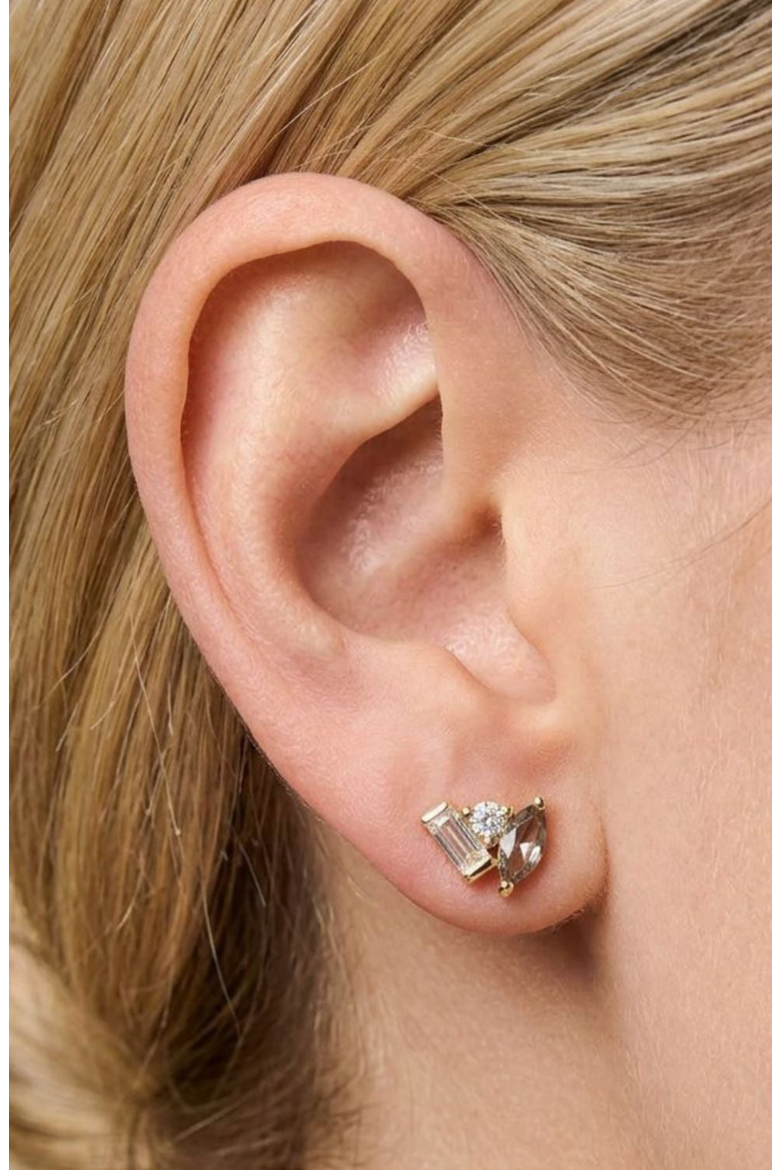 Seraphina Moissanite Spinel Stud Earrings, Alternate, color, Grey Spinel