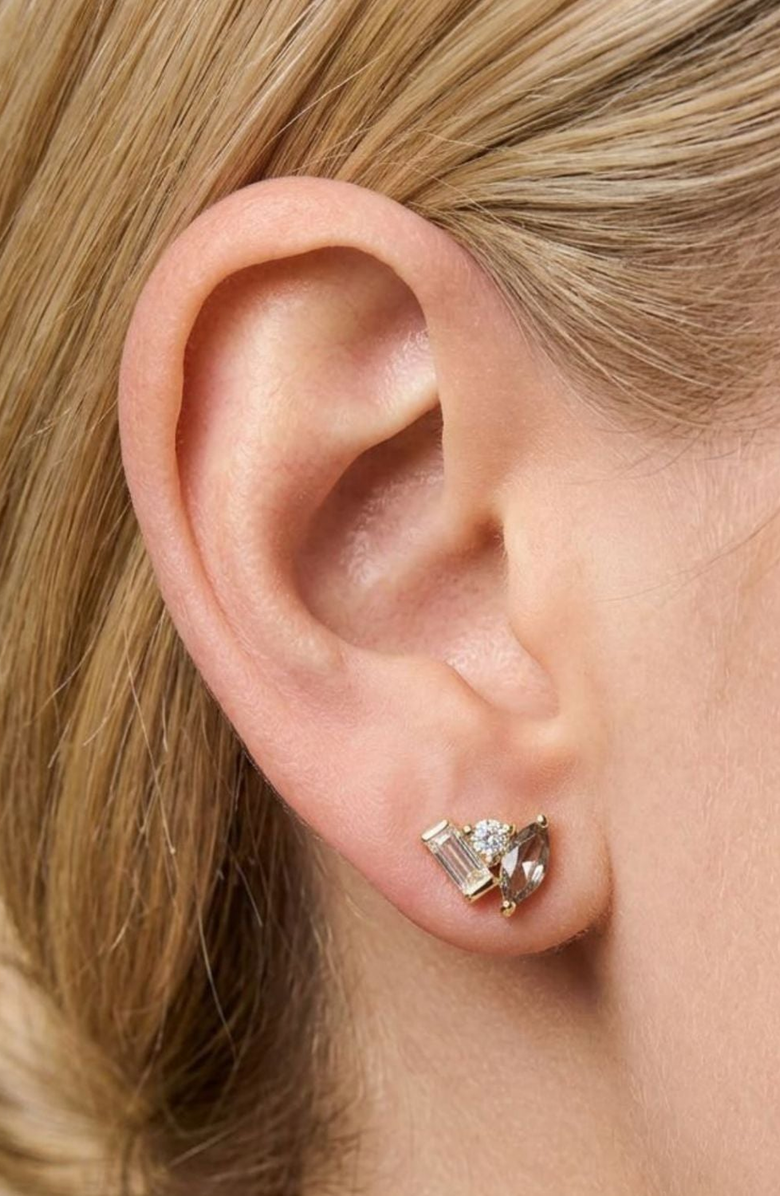 Little Sky Stone Seraphina Moissanite Spinel Stud Earrings, Alternate, color, Grey Spinel