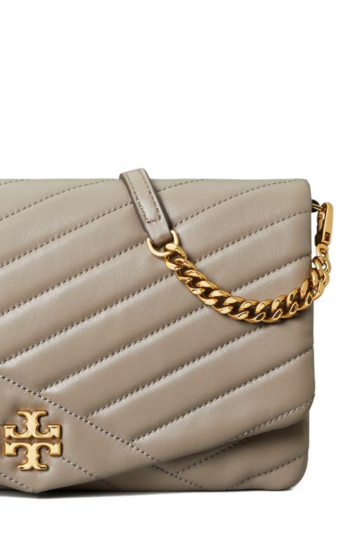Tory Burch Kira Chevron Quilted Leather Clutch In Gray