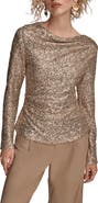 Donna Karan New York Sequin Pleated Shoulder Top