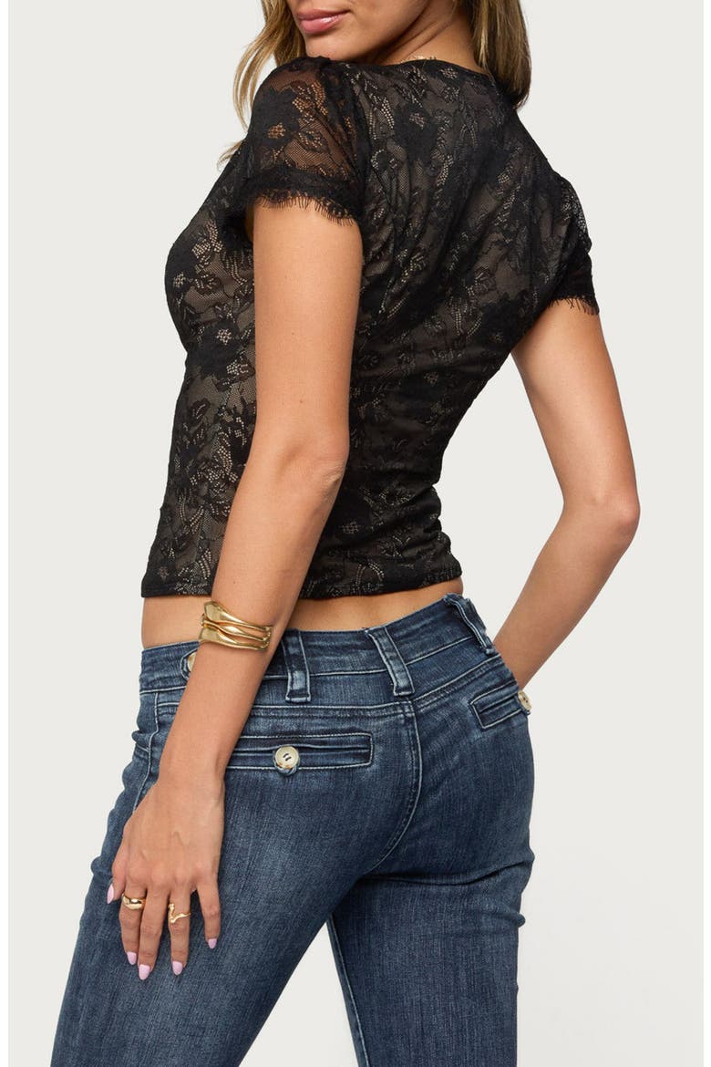 Chai Sheer Lace V-Neck Top, Alternate, color, BLACK