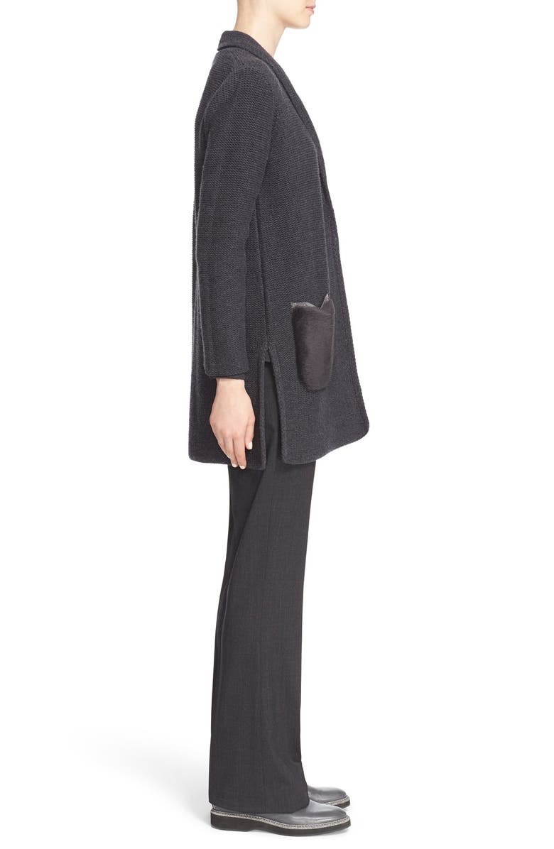 Fabiana Filippi Wool Blend Shawl Cardigan with Genuine Shearling Patch Pockets, Alternate, color,