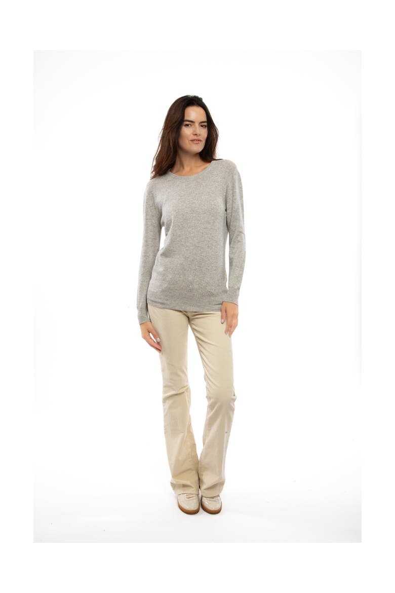 Pure Cashmere Essential Crewneck Sweater, Alternate, color, Melange Blue