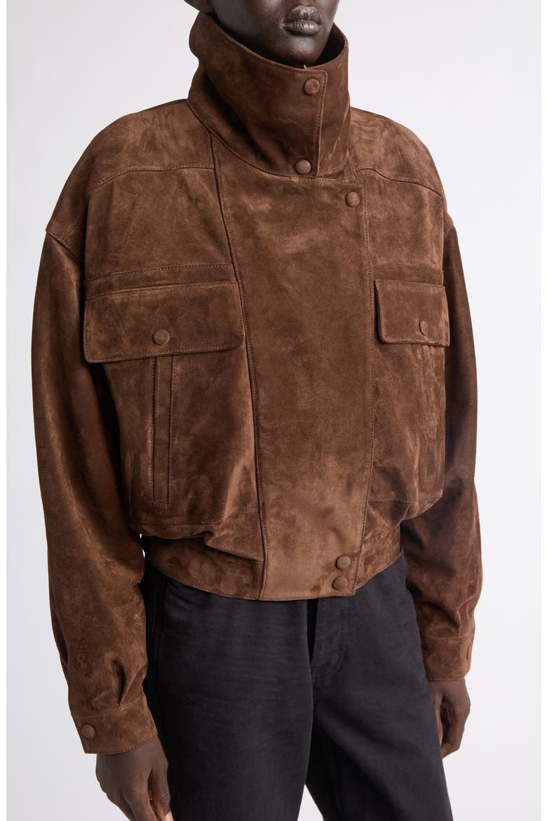 Calfskin Suede Jacket, Alternate, color, EBENE