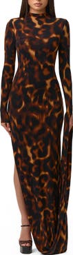 Naked Wardrobe Draped Long Sleeve Maxi Dress