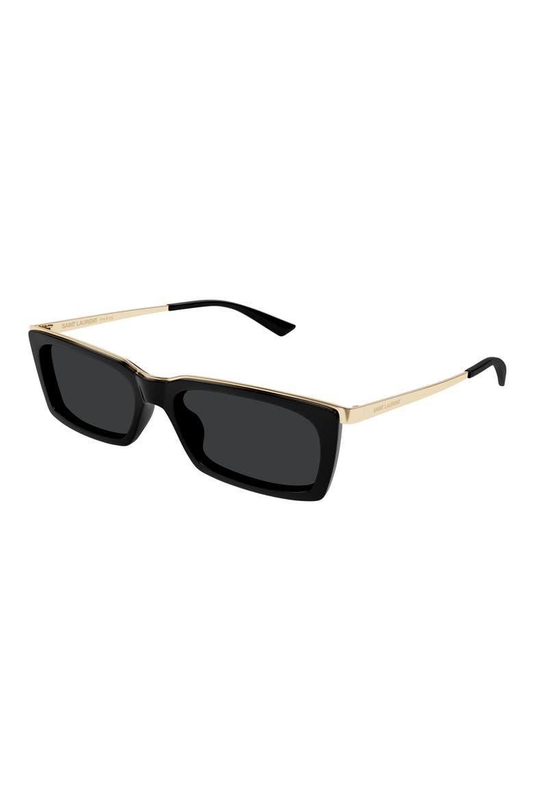 57mm Rectangular Sunglasses, Alternate, color, BLACK