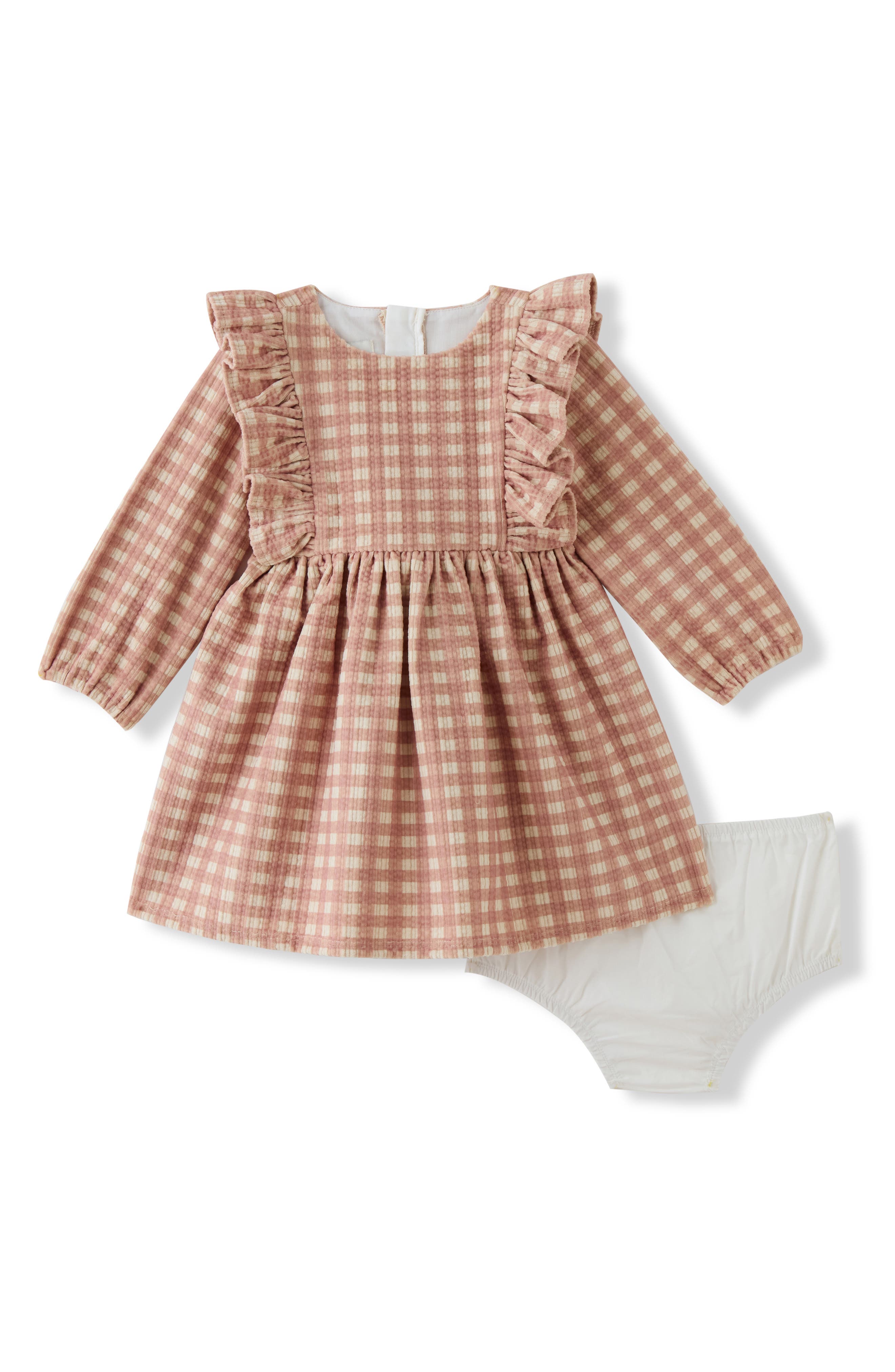 Kids' Eliana Ruffle Trim Checked Dress & Bloomers Set