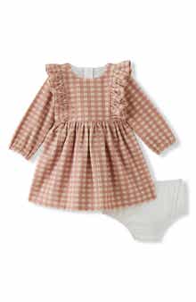 Kids' Eliana Ruffle Trim Checked Dress & Bloomers Set