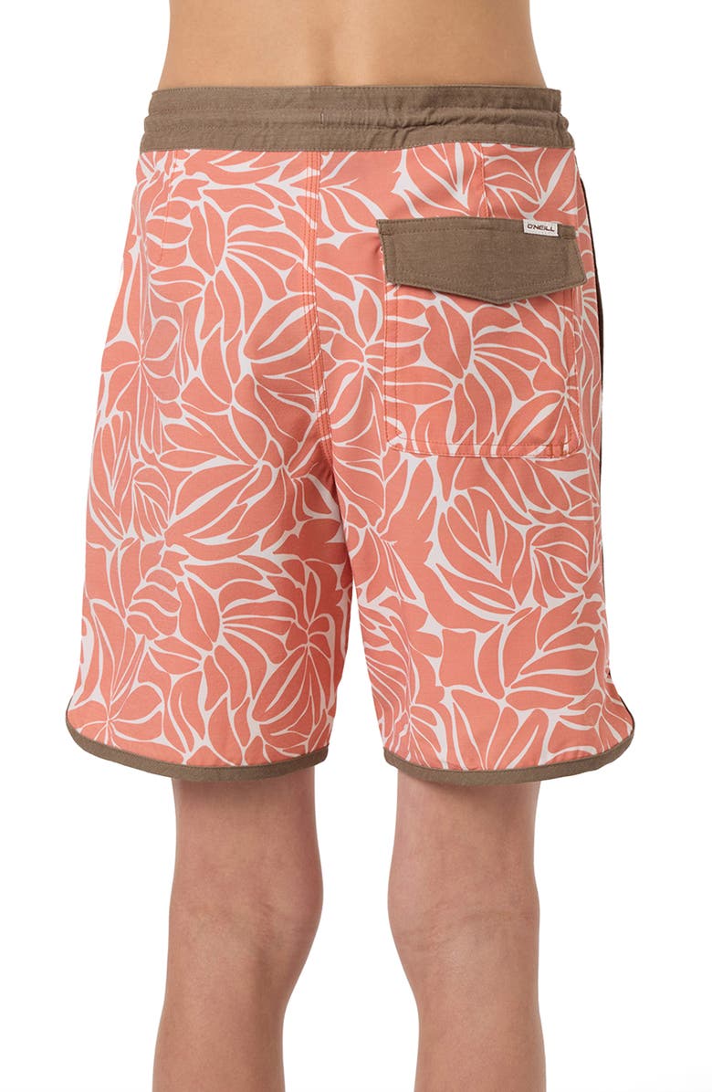 O'Neill Kids' Cruzer Stripe Scallop Board Shorts, Alternate, color, Langoustino