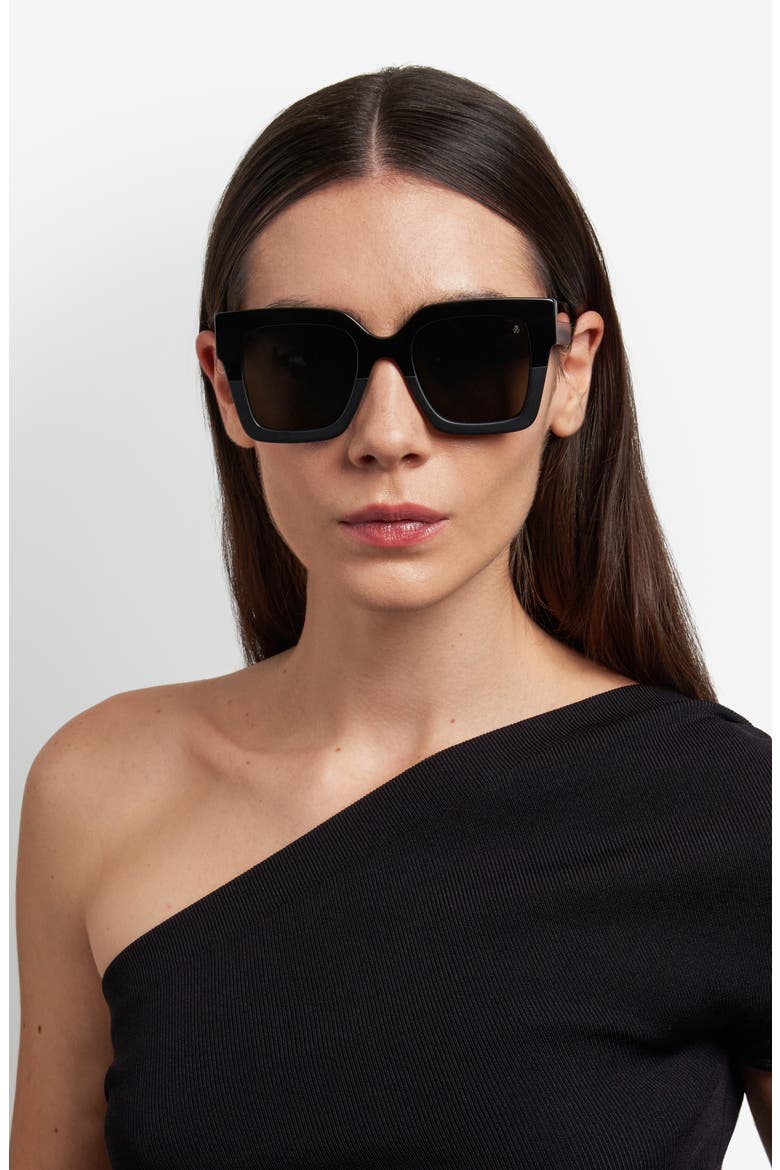 51mm Polarized Square Sunglasses, Alternate, color, BLACK