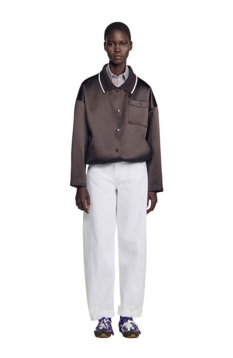 Satin-look Jacket With Polo Collar