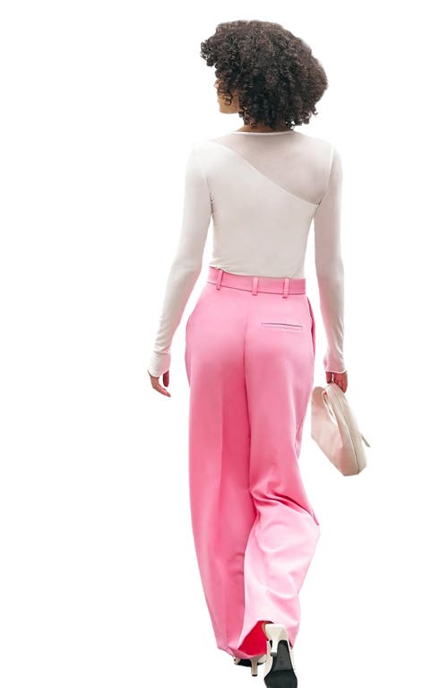 Marcella Milo Long Sleeve Mesh & Jersey Top In Off White