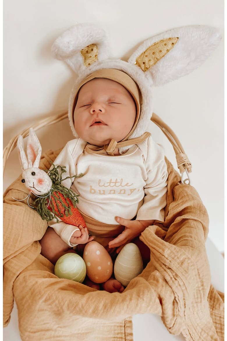 Little Bunny Organic Baby Bodysuit Long Sleeve, Alternate, color, Natural