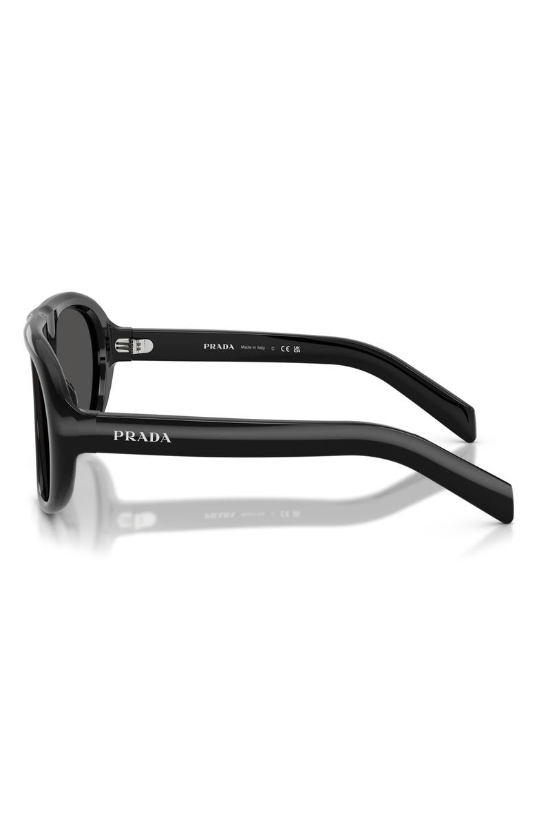 Prada 57mm Irregular Sunglasses, Alternate, color, Black / Dark Grey