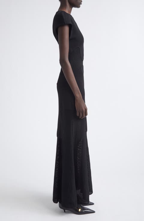 Maissa Stretch Crepe & Mesh Gown