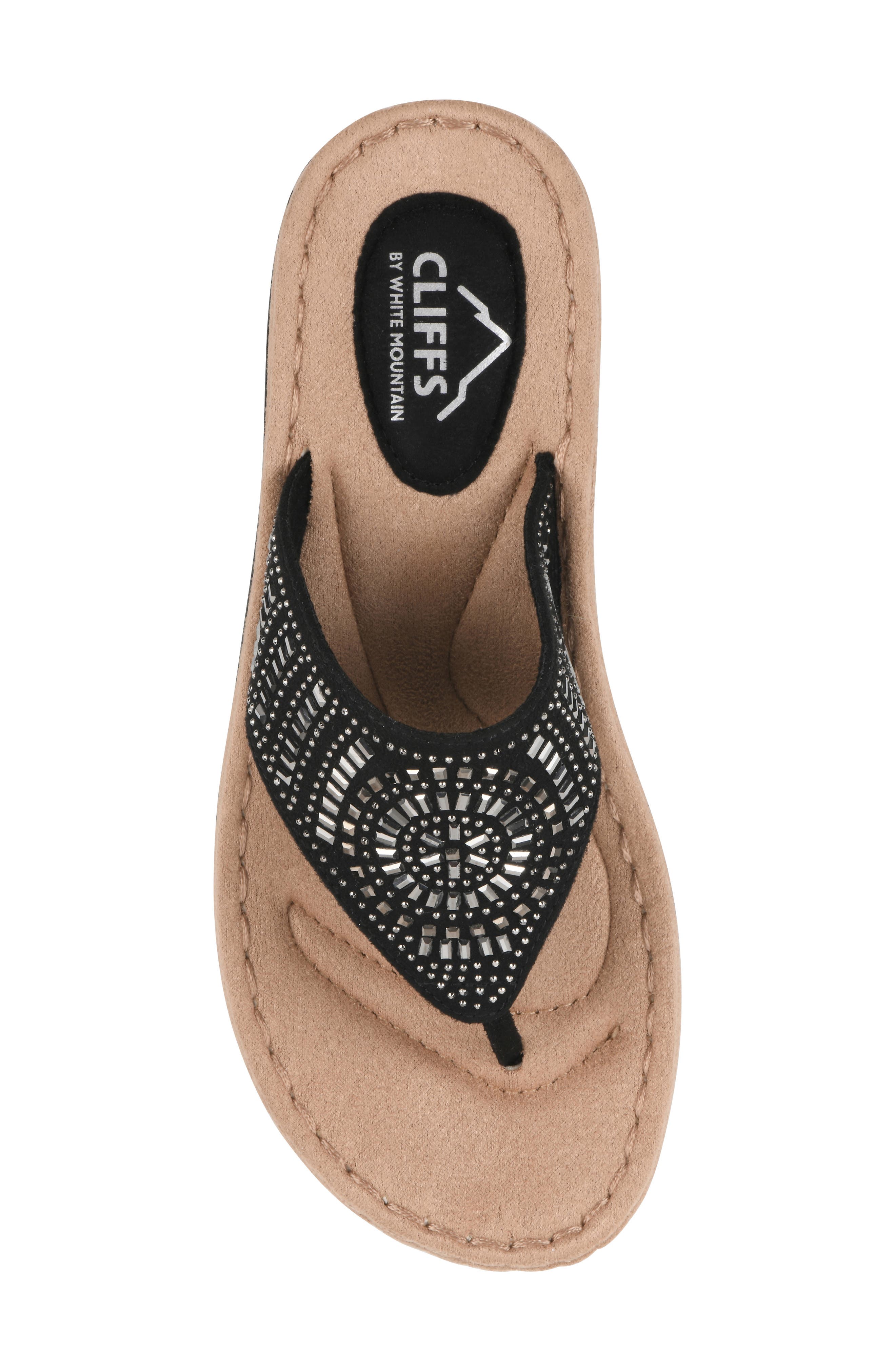 CLIFFS BY WHITE MOUNTAIN Cienna Thong Sandal - Wide Width, Alternate, color, Black Fabric