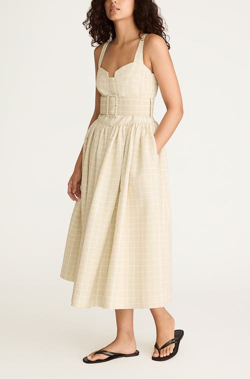 REBECCA TAYLOR REBECCA TAYLOR PAINTERLY WINDOWPANE BELTED BUSTIER DRESS