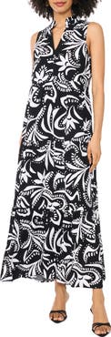 Vince Camuto Print Sleeveless Tiered Maxi Dress