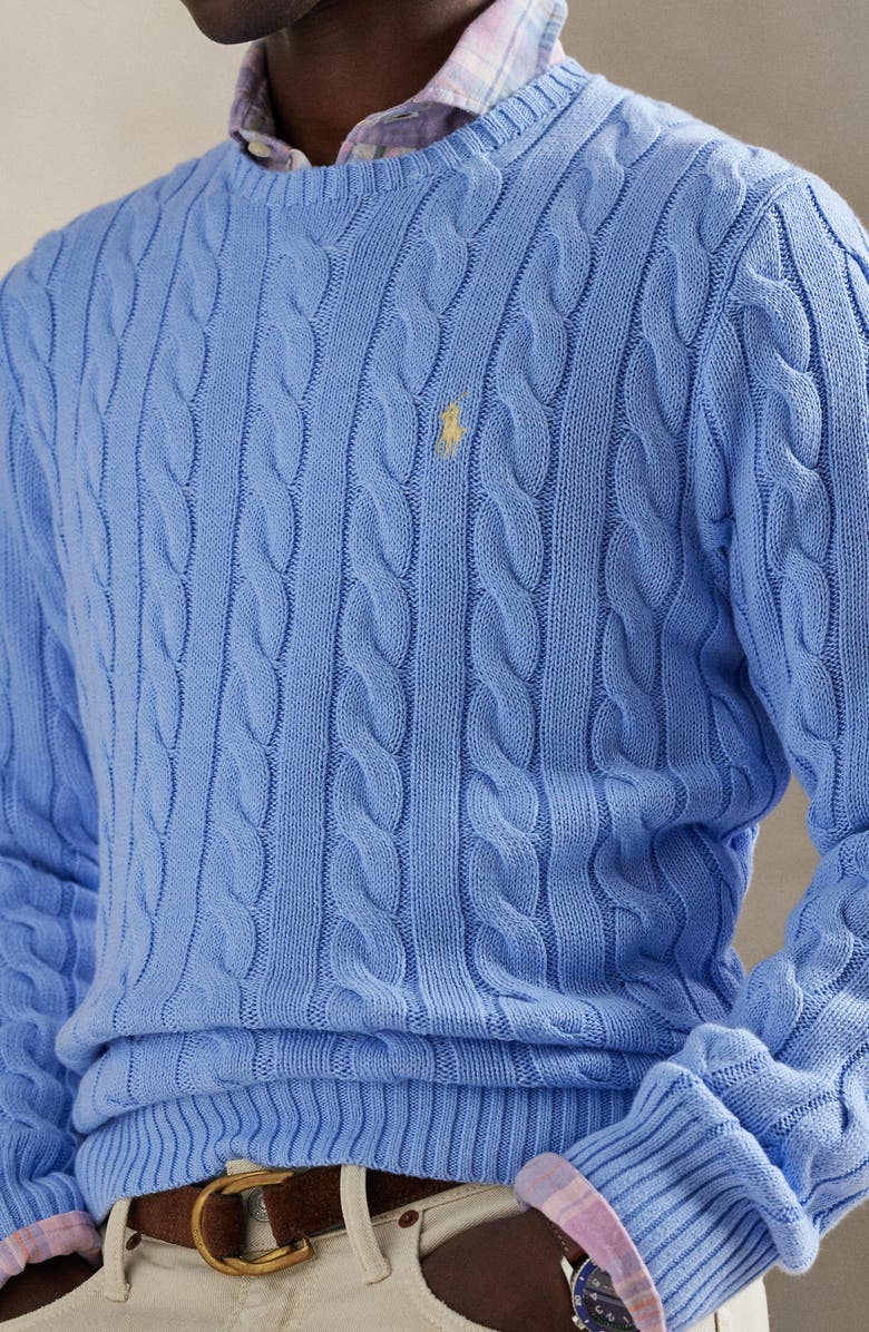 Polo Ralph Lauren Cable Knit Cotton Sweater, Alternate, color, Austin Blue