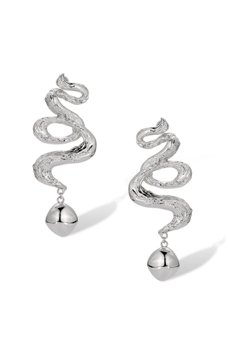 Wave Earrings, Alternate, color, Silver