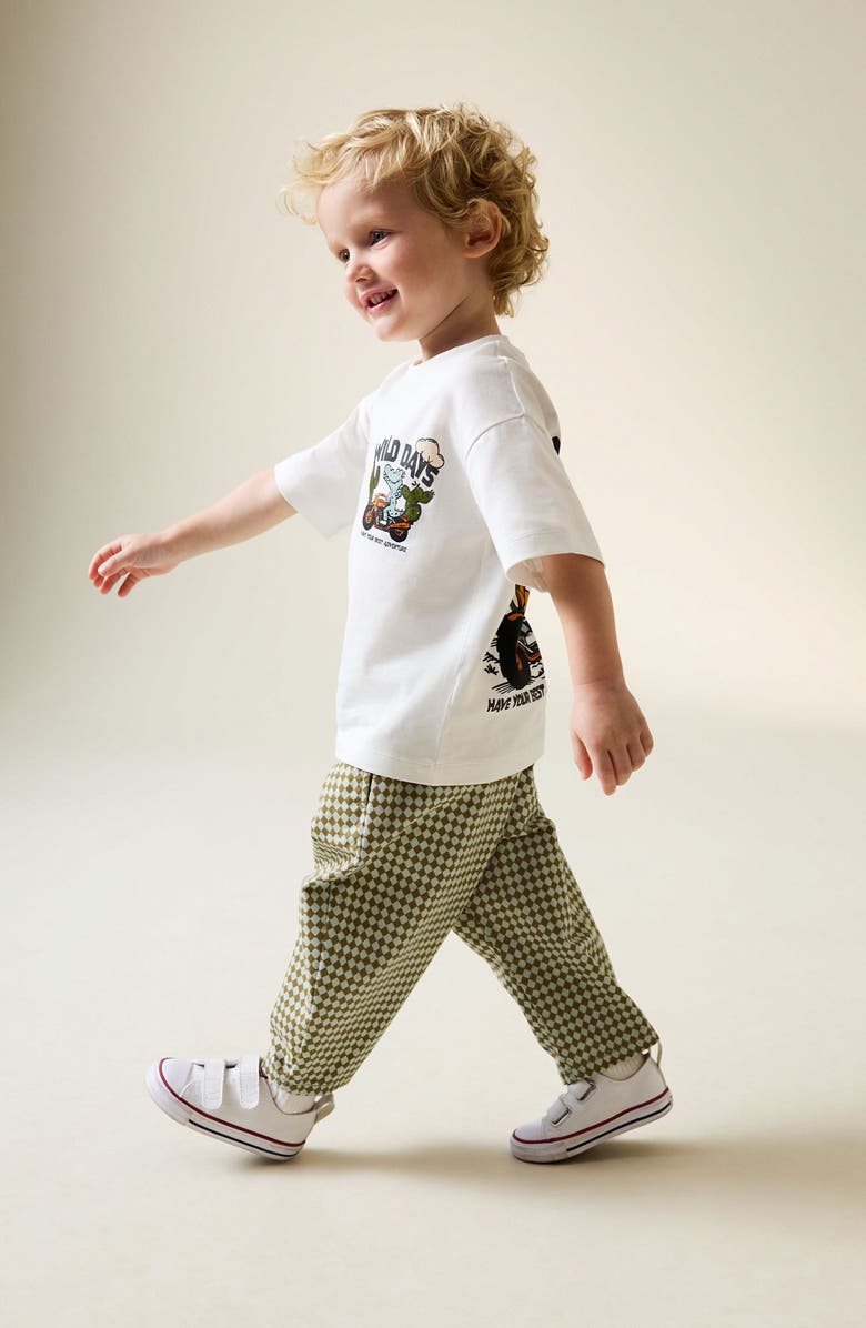 NEXT Kids' Checkerboard Print Pants, Alternate, color, Green Multi