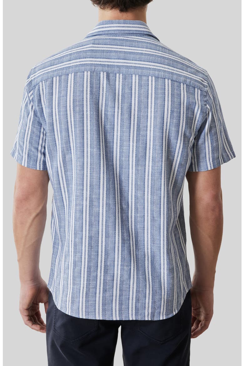 Daiki Stripe Short Sleeve Button-Up Shirt, Alternate, color, VINTAGE BLUE