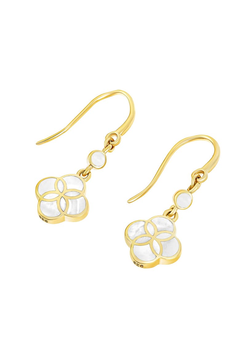 Petal Gemstone With 18K Gold Overlay Sterling Drop Earring, Alternate, color, WHITE