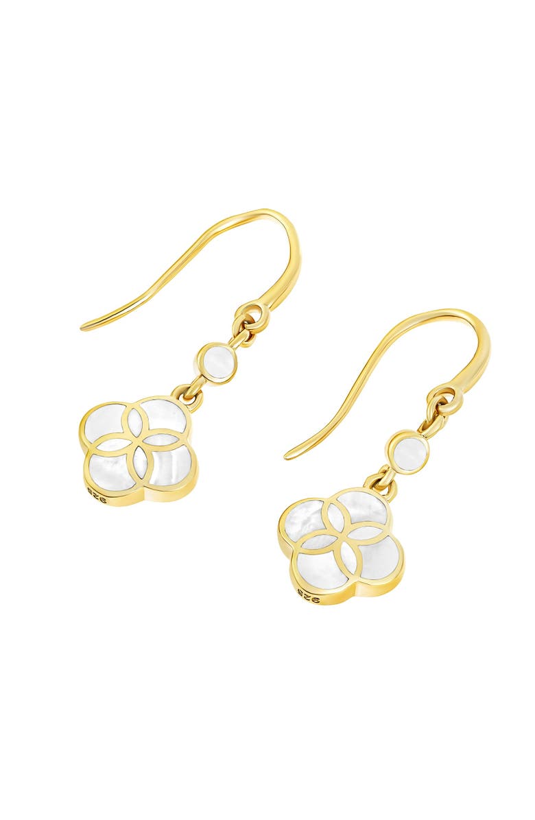 Jan Leslie Petal Gemstone With 18K Gold Overlay Sterling Drop Earring, Alternate, color, White