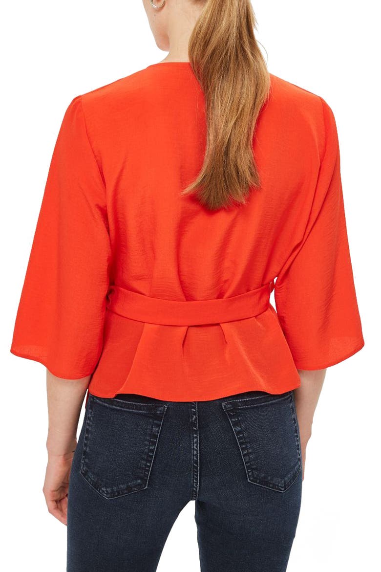 Kimono Wrap Blouse, Alternate, color, RED