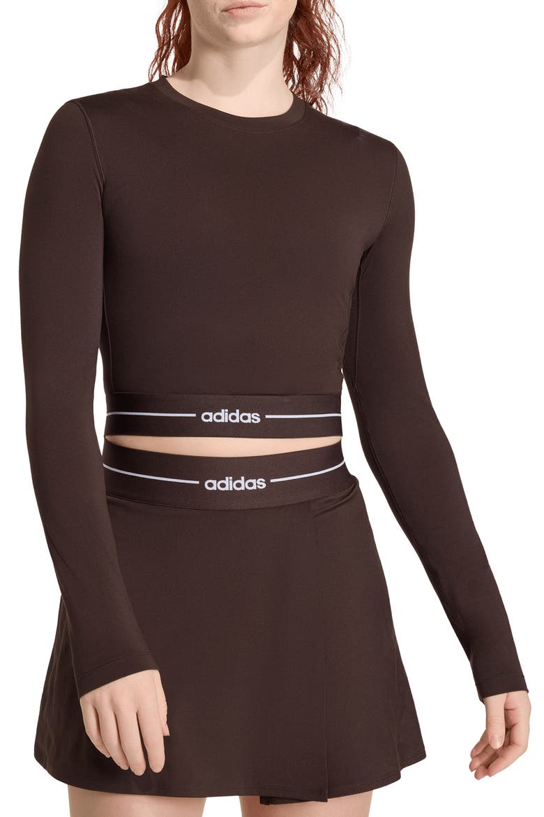 Long Sleeve Crop Top, Main, color, AURORA COFFEE