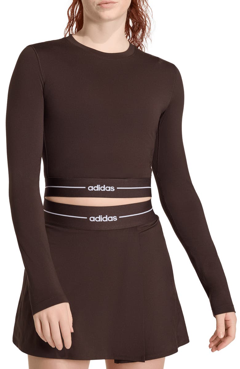 adidas Originals Long Sleeve Crop Top, Main, color, Aurora Coffee