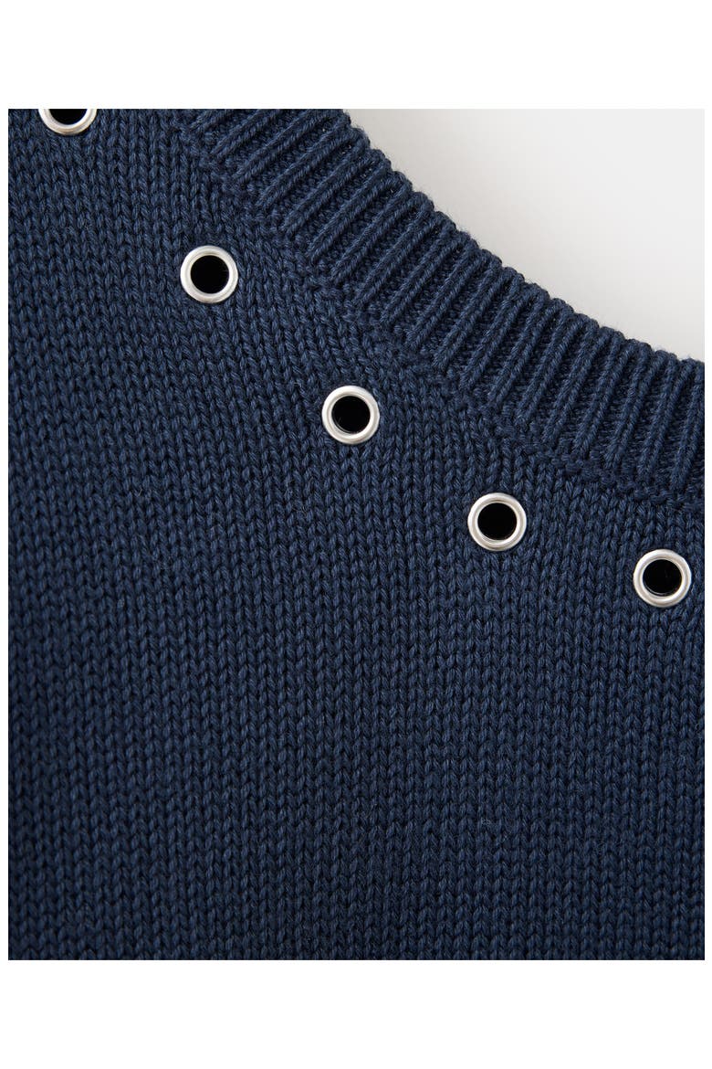 Asymmetrical Off the Shoulder Cotton Sweater, Alternate, color, NAVY