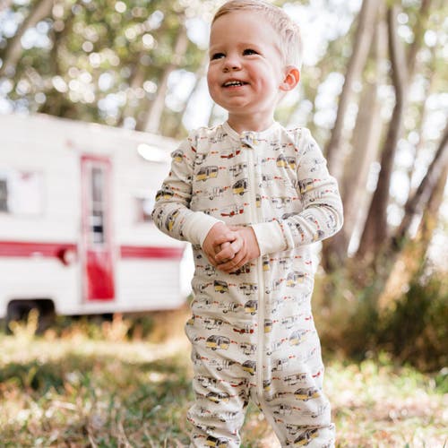 Milkbarn Organic Cotton Zipper Pajama In Neutral