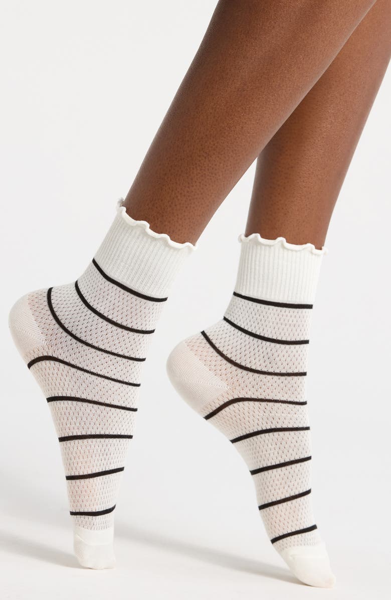 Casa Clara Carla Crew Socks, Main, color, White Stripe