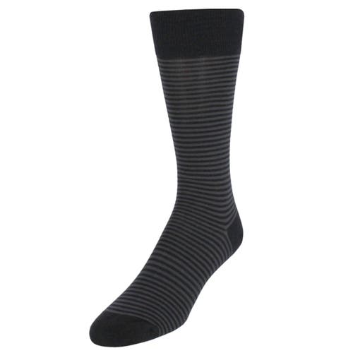 Trafalgar Carvel Striped Pattern Mid-calf Pima Cotton Socks