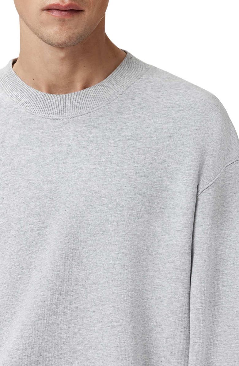 AllSaints Milo Oversize Cotton Fleece Crewneck Sweatshirt, Alternate, color, Light Grey Marl
