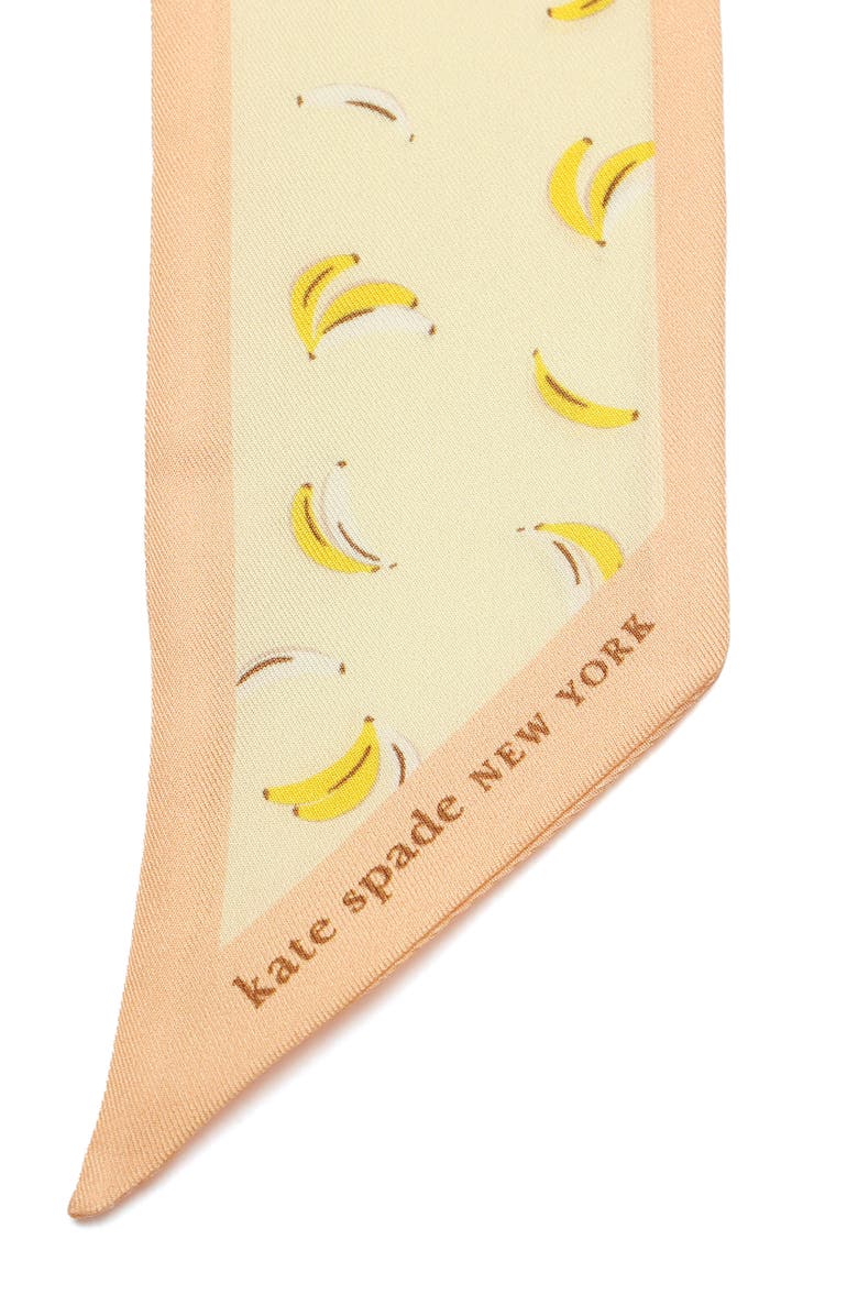 Kate Spade New York bold bananas silk skinny scarf, Alternate, color, Light Cantaloupe