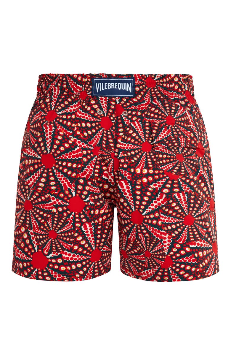 Vilebrequin Men's Oursinades Stretch Swim Trunks, Alternate, color, Coquelicot