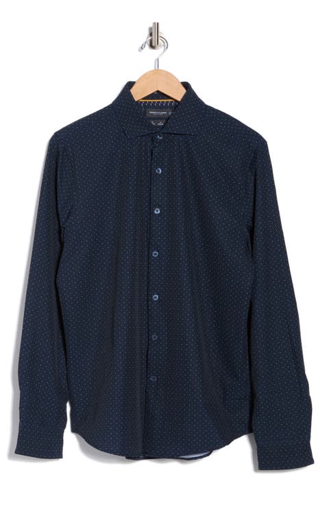 Polka Dot Stretch Button-Up Shirt